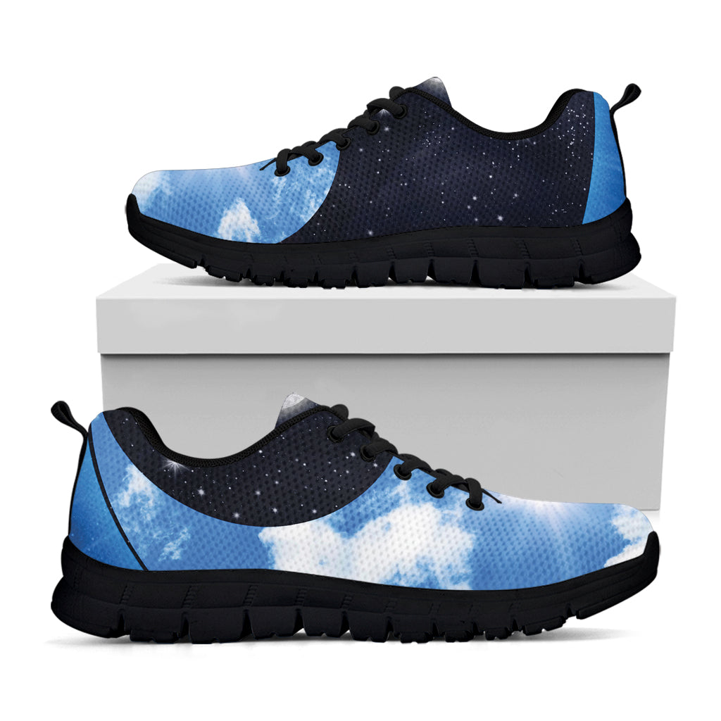 Sky And Space Yin Yang Print Black Running Shoes