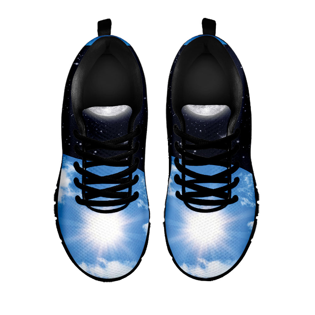 Sky And Space Yin Yang Print Black Running Shoes
