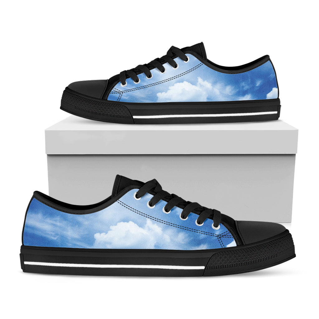 Sky Cloud Print Black Low Top Sneakers