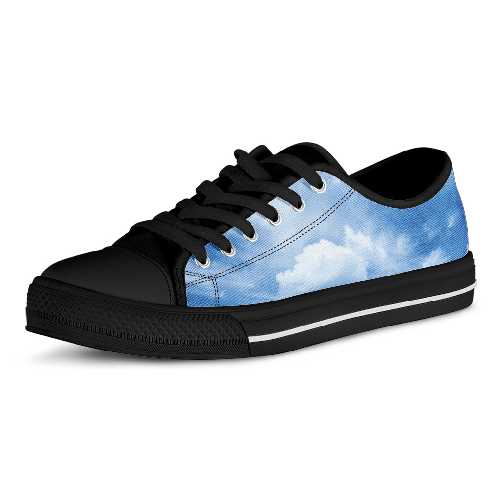 Sky Cloud Print Black Low Top Sneakers