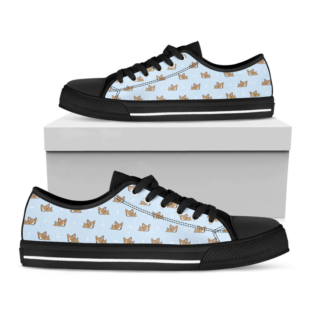 Sleeping Chihuahua Pattern Print Black Low Top Sneakers