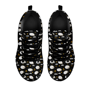 Sleeping Sheep Pattern Print Black Running Shoes