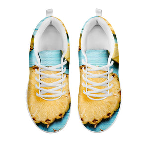 Sliced Pineapple Print White Running Shoes