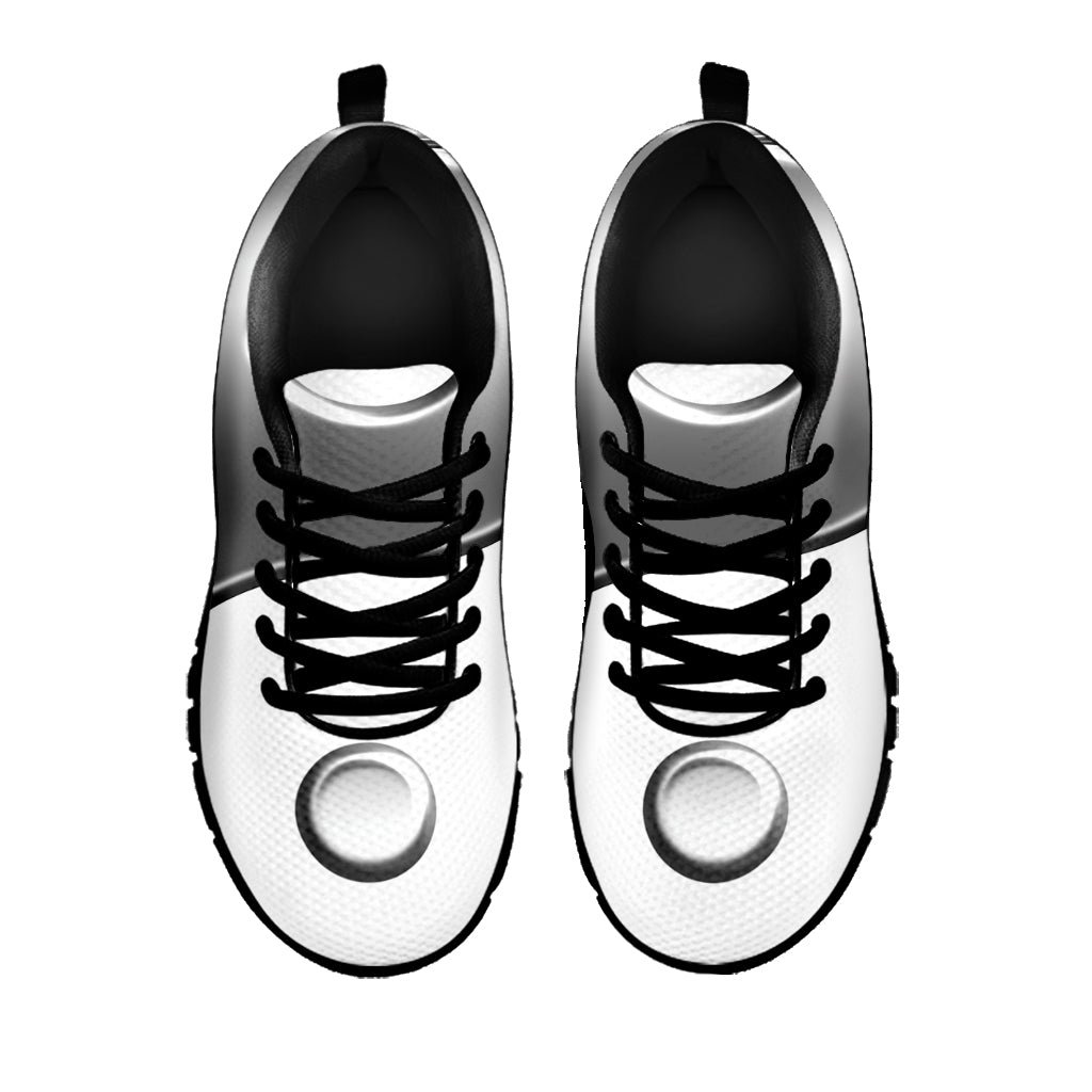 Sliver And White Yin Yang Print Black Running Shoes