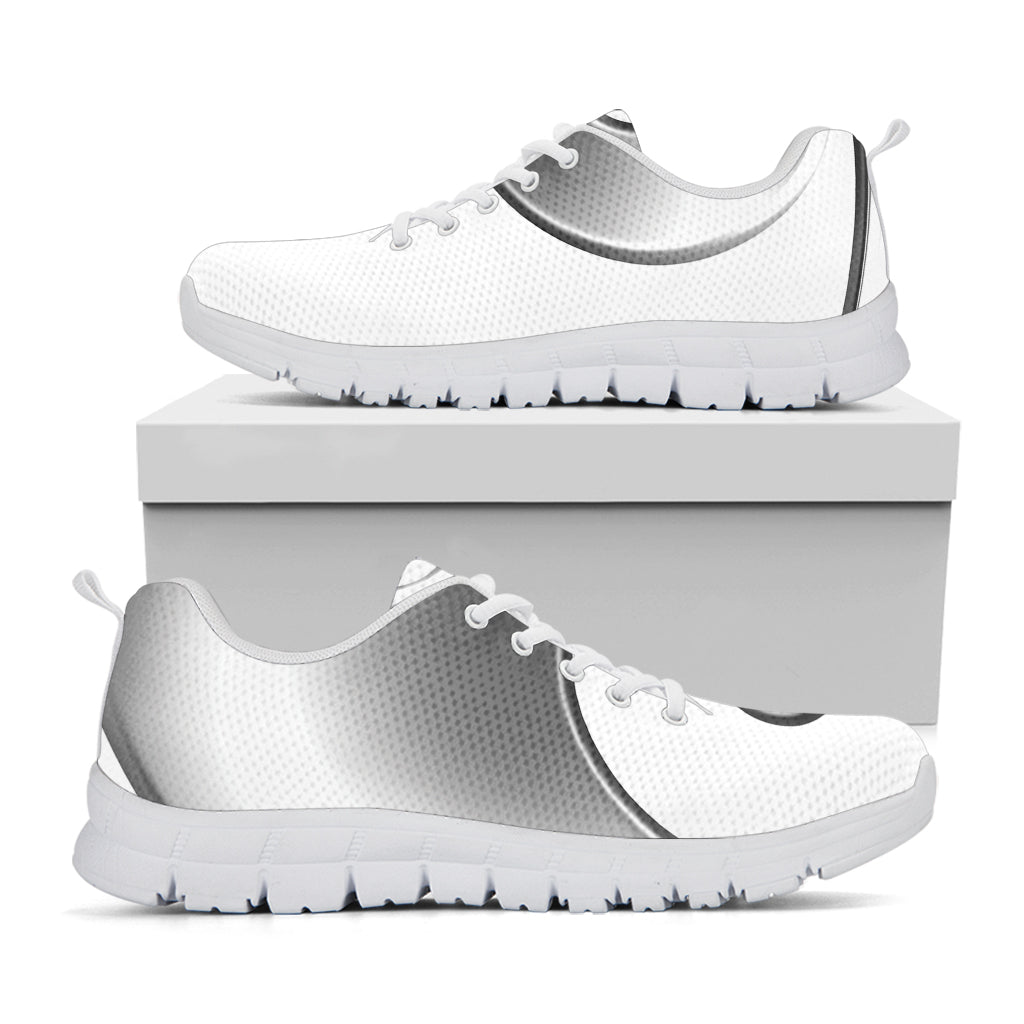 Sliver And White Yin Yang Print White Running Shoes