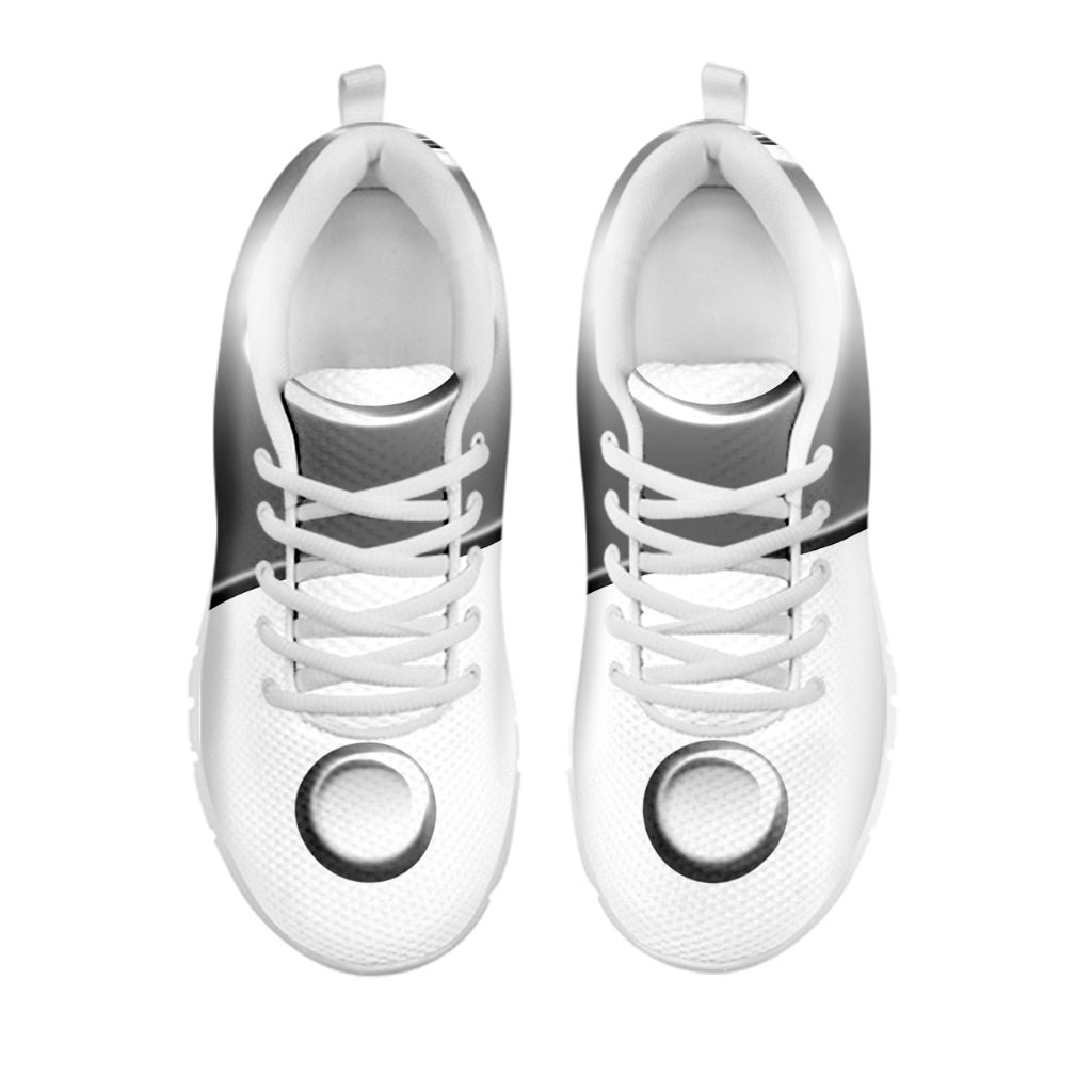 Sliver And White Yin Yang Print White Running Shoes