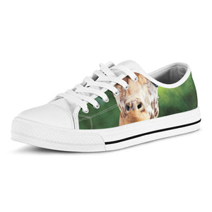 Smiley Face Giraffe Print White Low Top Sneakers