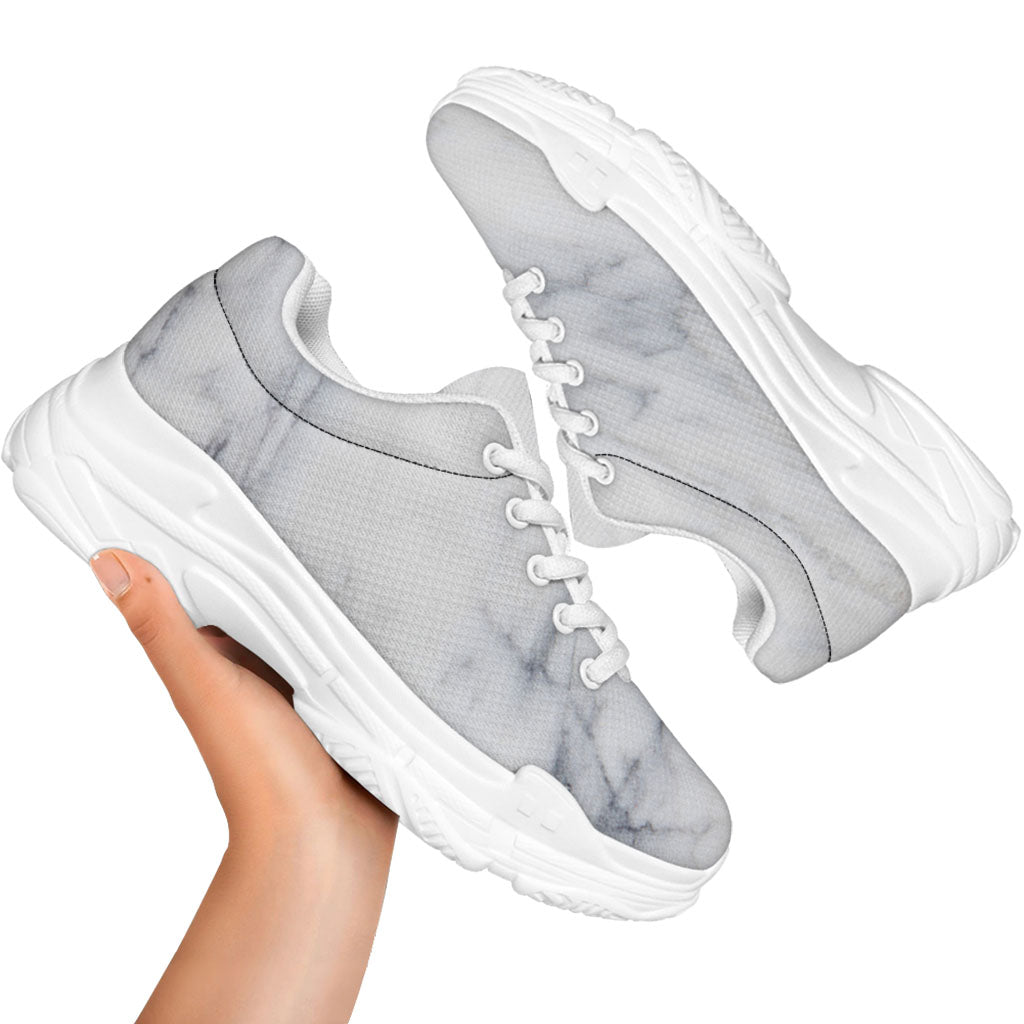 Smoke Grey Marble Print White Chunky Shoes