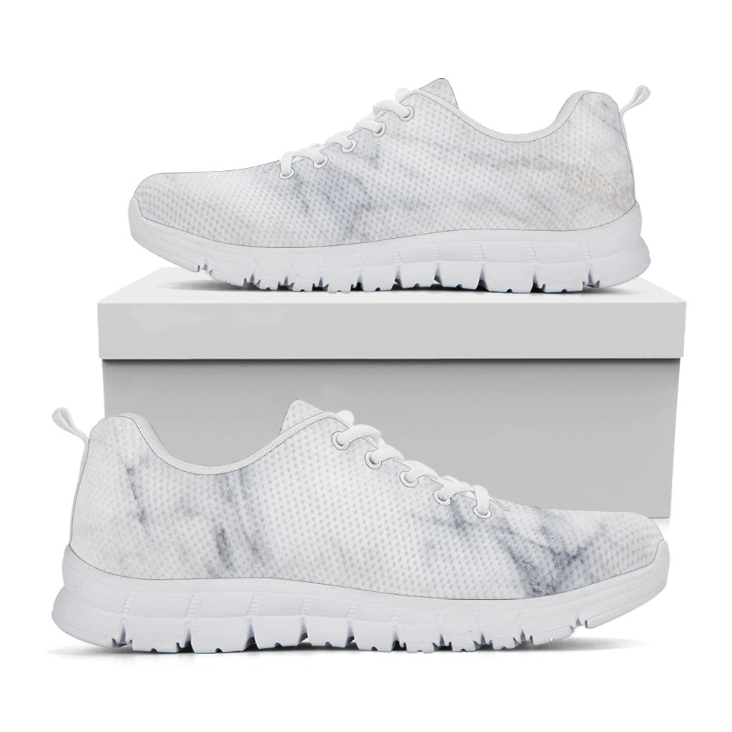 Smoke Grey Marble Print White Running Shoes