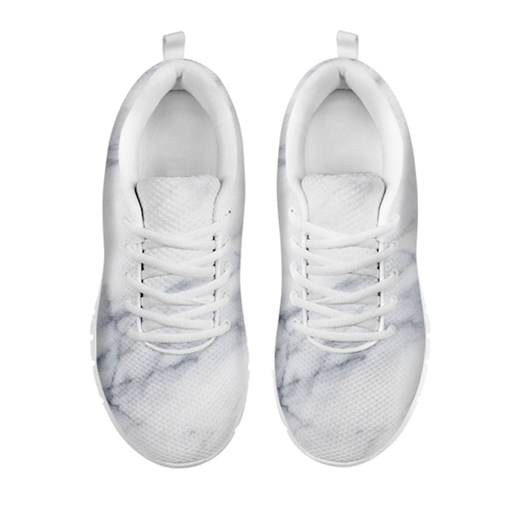 Smoke Grey Marble Print White Running Shoes