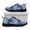 Snow Rabbit Knitted Pattern Print Black Running Shoes