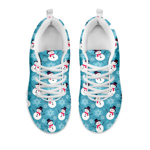 Snowman And Snowflake Pattern Print White Running Shoes