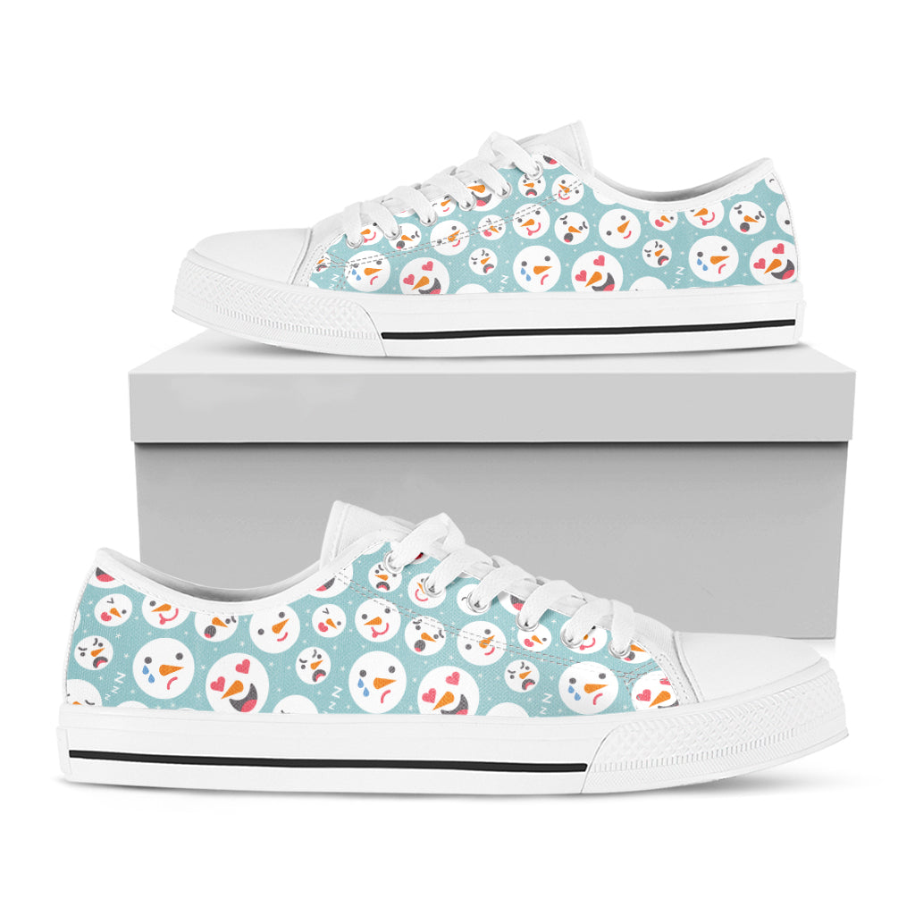 Snowman Emoji Pattern Print White Low Top Sneakers