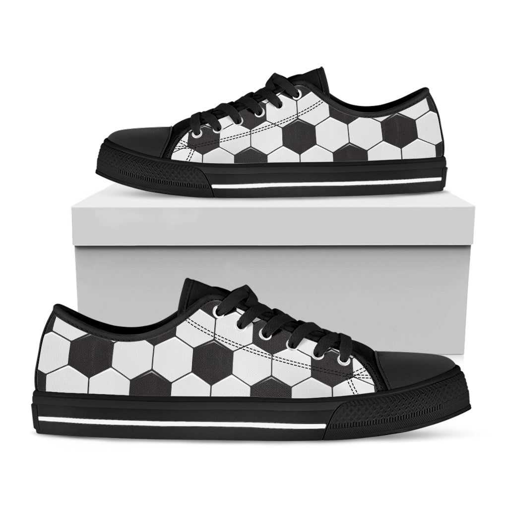 Soccer Ball Print Black Low Top Sneakers
