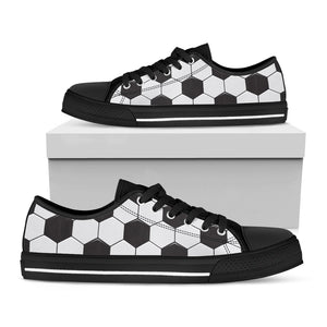 Soccer Ball Print Black Low Top Sneakers