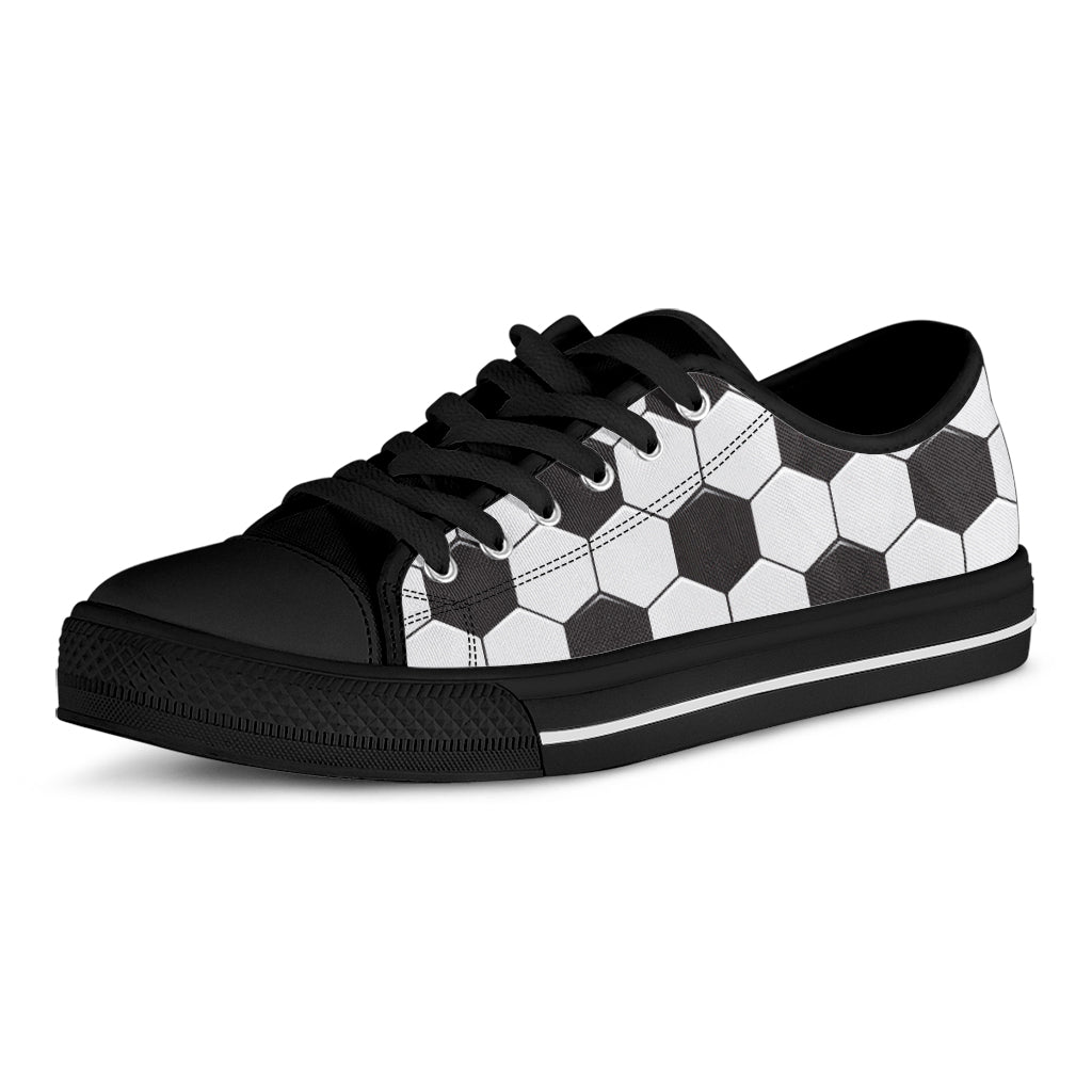 Soccer Ball Print Black Low Top Sneakers