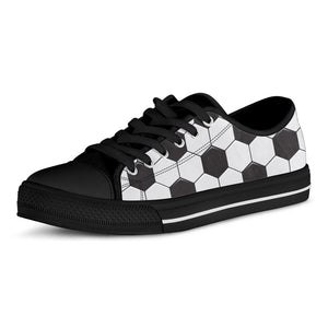 Soccer Ball Print Black Low Top Sneakers
