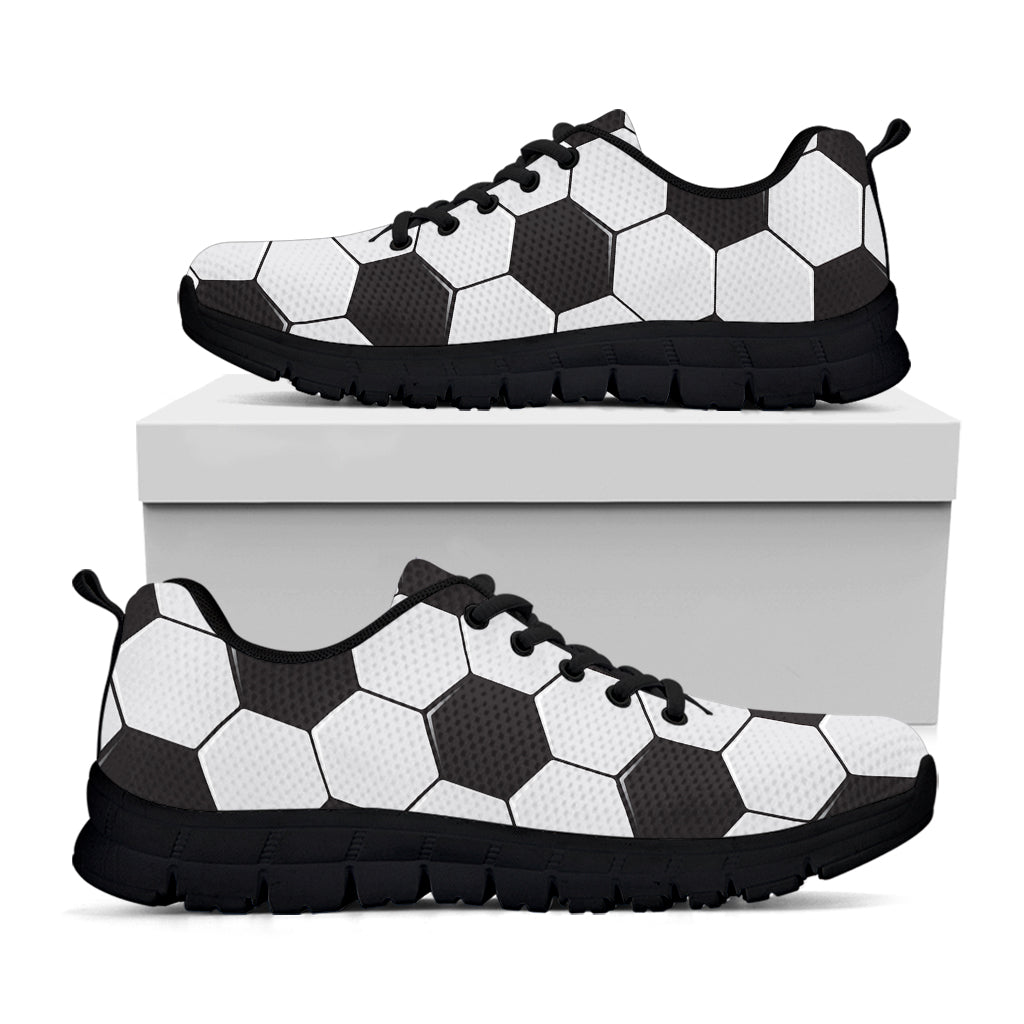 Soccer Ball Print Black Running Shoes