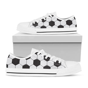 Soccer Ball Print White Low Top Sneakers