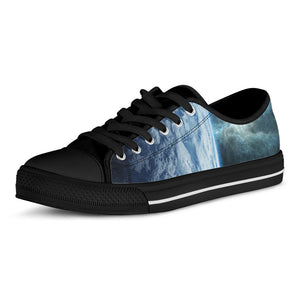 Space And Earth Print Black Low Top Sneakers