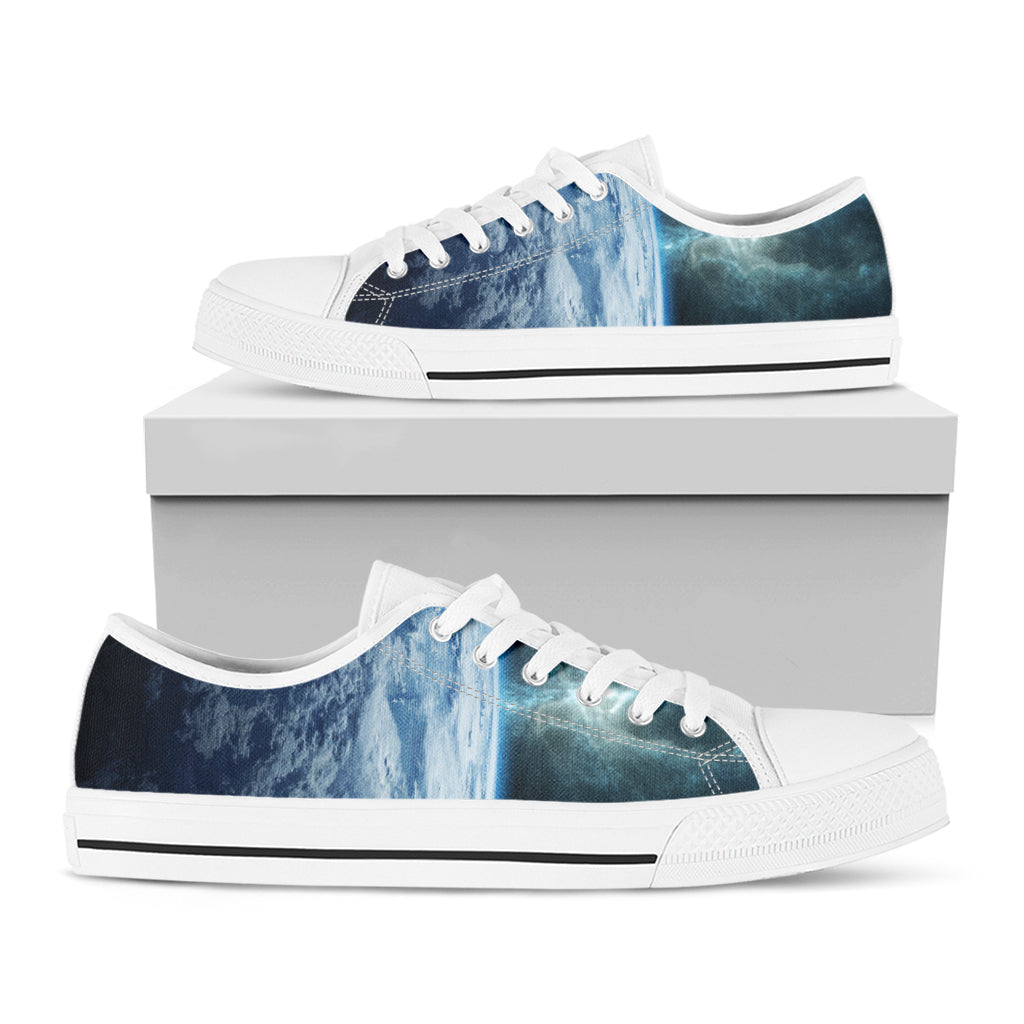 Space And Earth Print White Low Top Sneakers
