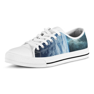 Space And Earth Print White Low Top Sneakers