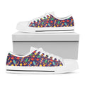 Space Rockets Pattern Print White Low Top Sneakers