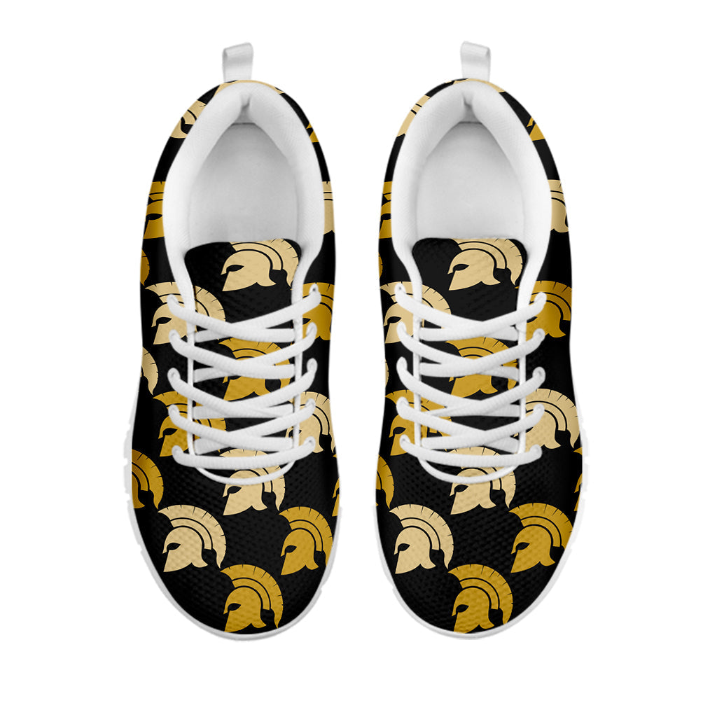 Spartan Warrior Helmet Pattern Print White Running Shoes