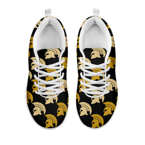 Spartan Warrior Helmet Pattern Print White Running Shoes