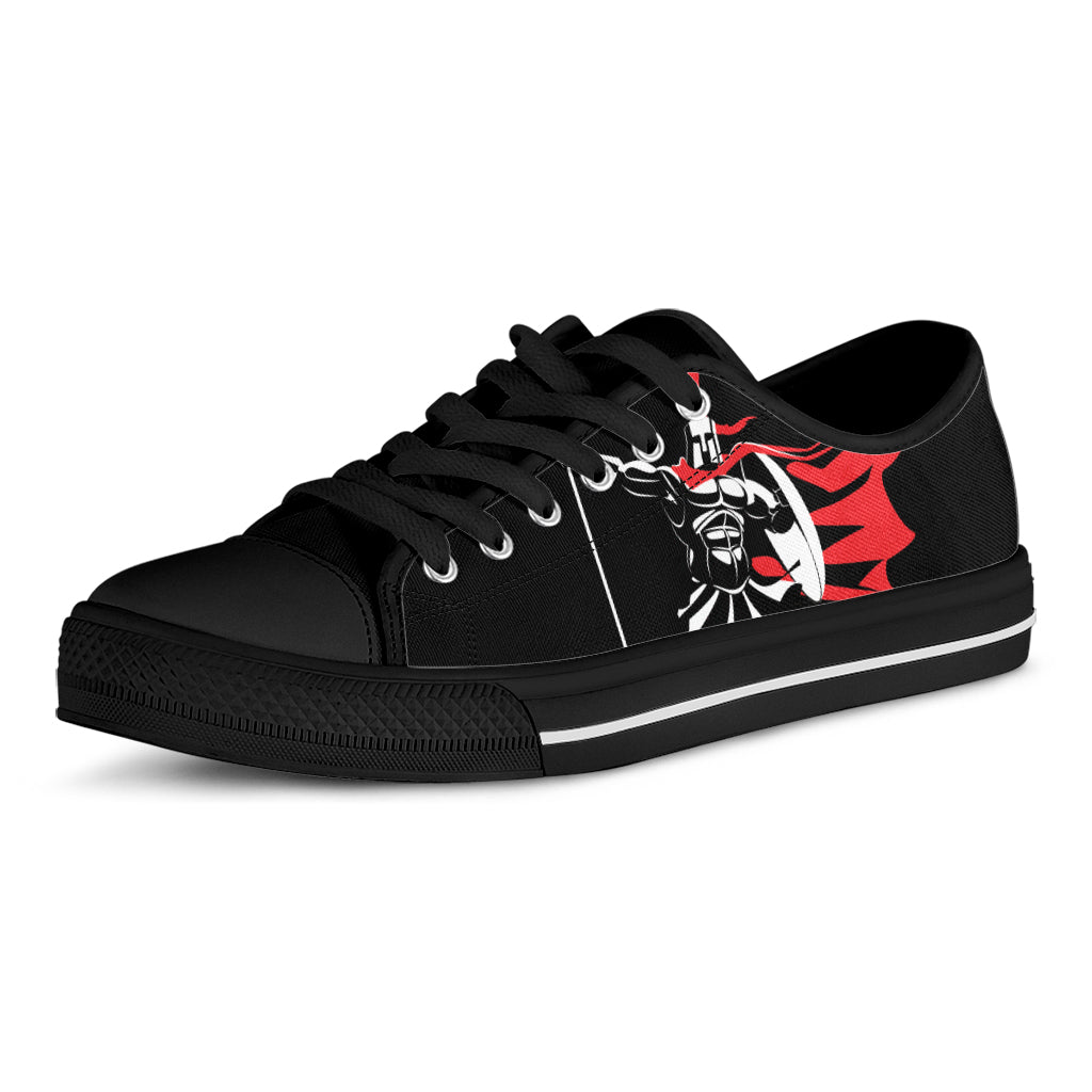 Spartan Warrior Print Black Low Top Sneakers