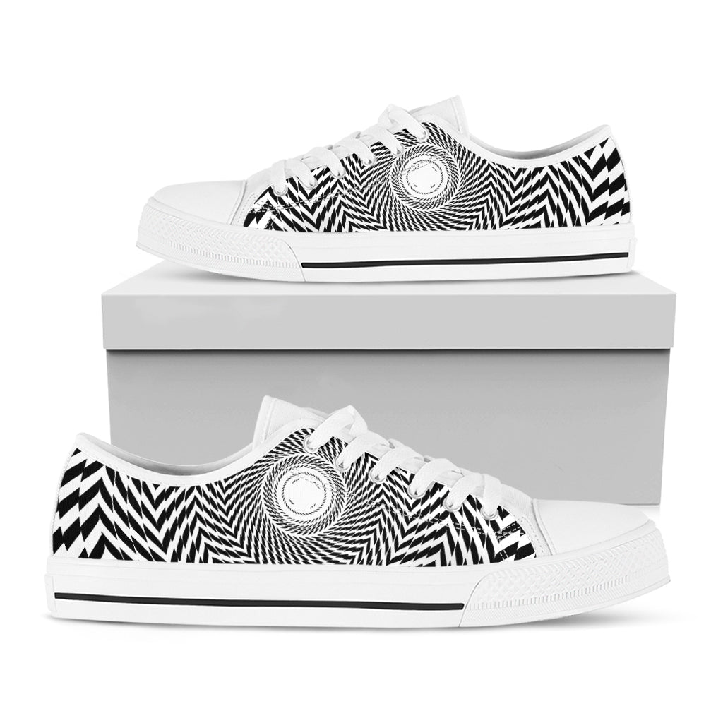 Spiral Illusory Motion Print White Low Top Sneakers