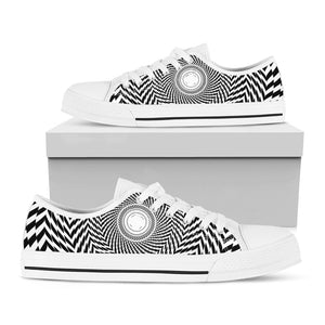 Spiral Illusory Motion Print White Low Top Sneakers