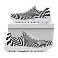 Spiral Illusory Motion Print White Running Shoes