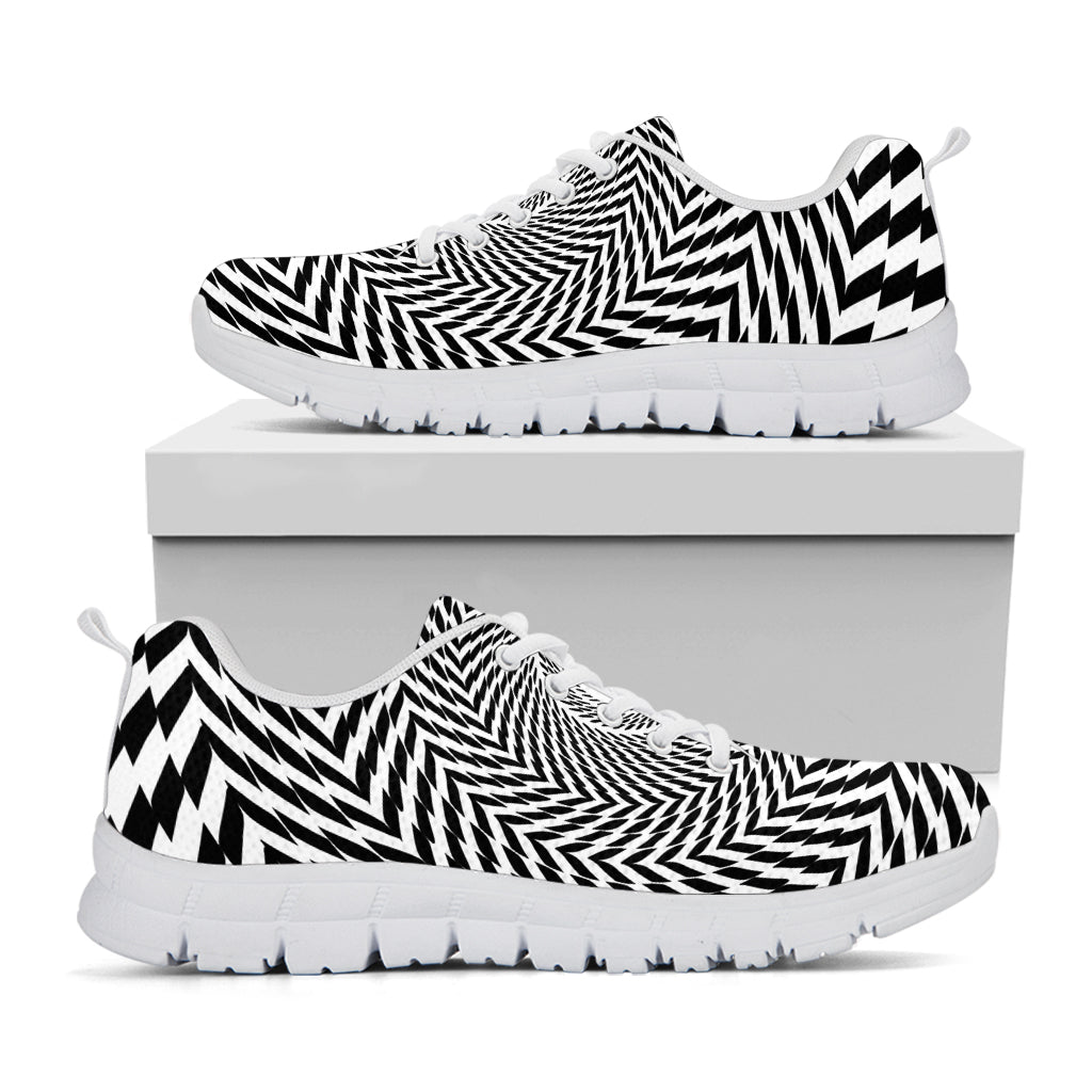 Spiral Illusory Motion Print White Running Shoes