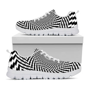 Spiral Illusory Motion Print White Running Shoes