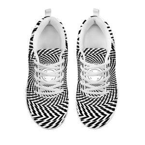 Spiral Illusory Motion Print White Running Shoes