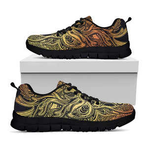 Spiritual Deer Mandala Print Black Running Shoes