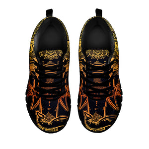 Spiritual Elephant Mandala Print Black Running Shoes