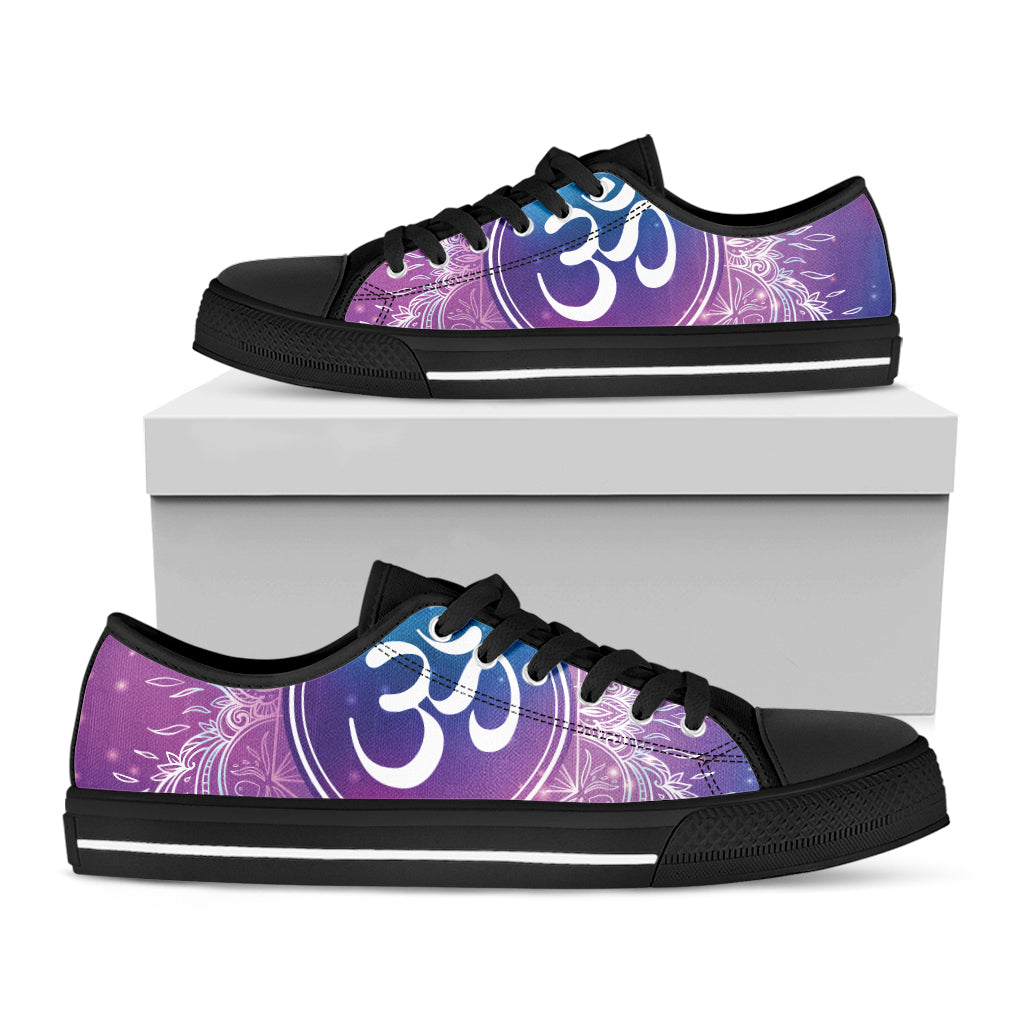 Spiritual Om Mandala Print Black Low Top Sneakers