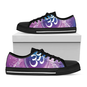 Spiritual Om Mandala Print Black Low Top Sneakers