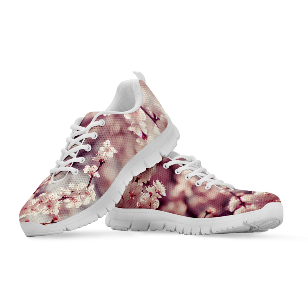 Spring Cherry Blossom Print White Running Shoes
