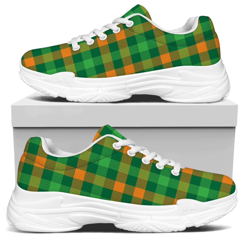 St. Patrick's Day Buffalo Check Print White Chunky Shoes