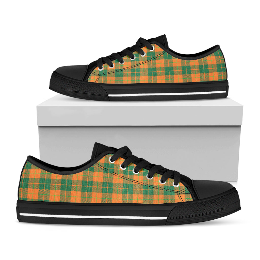 St. Patrick's Day Stewart Plaid Print Black Low Top Sneakers