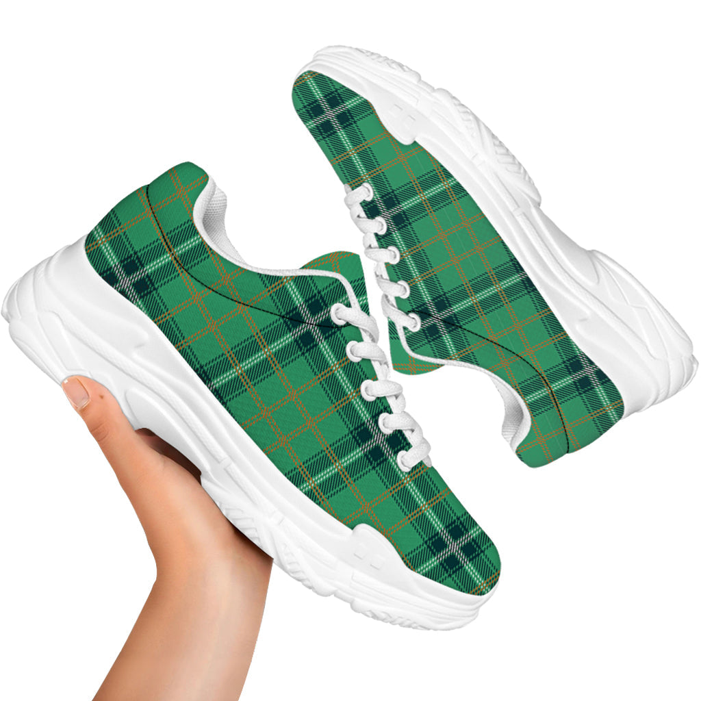 St. Patrick's Day Tartan Pattern Print White Chunky Shoes