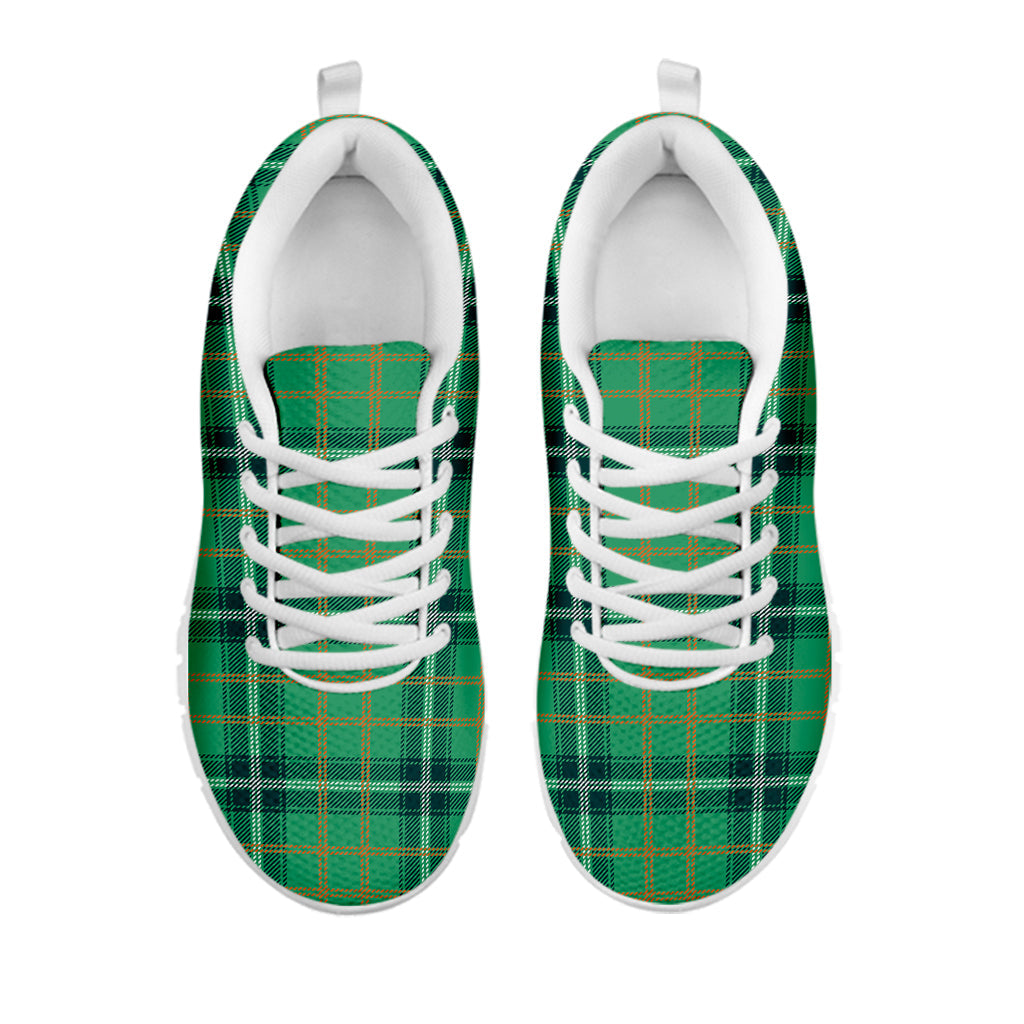 St. Patrick's Day Tartan Pattern Print White Running Shoes