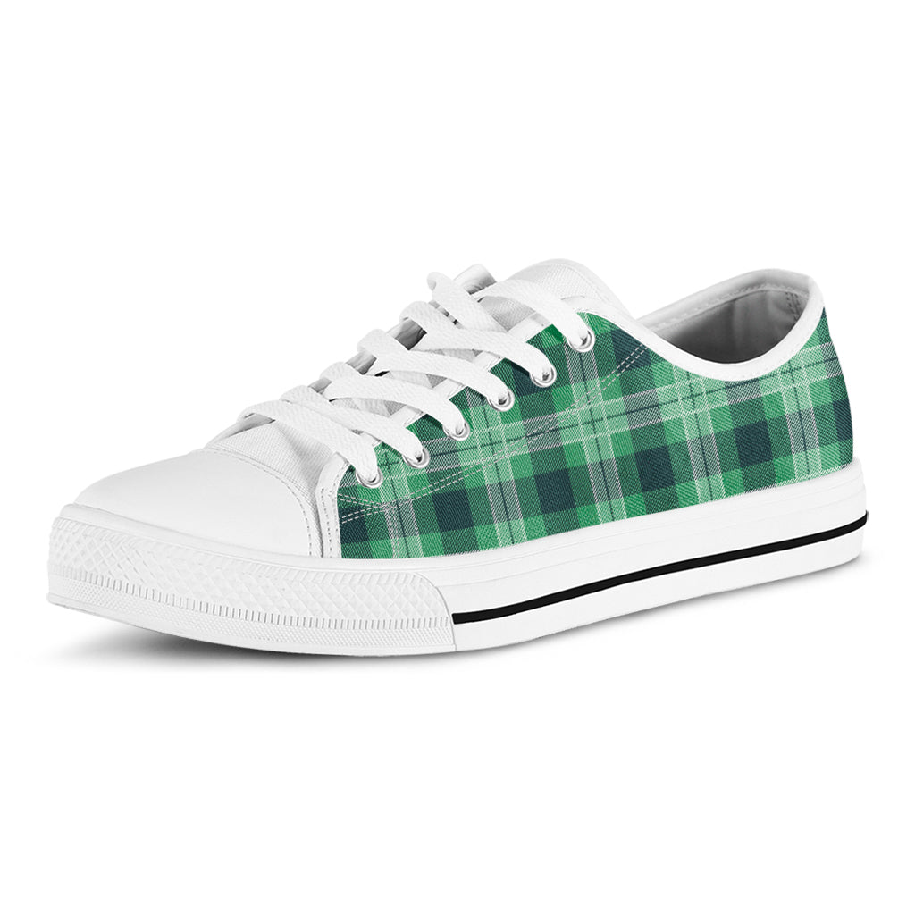 St. Patrick's Day Tartan Print White Low Top Sneakers