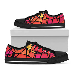 Stained Glass Mosaic Pattern Print Black Low Top Sneakers