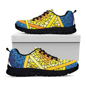 Stained Glass Star of David Print Black Running Shoes