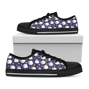 Star And Sheep Pattern Print Black Low Top Sneakers
