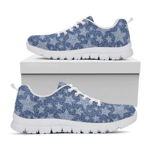 Star Denim Jeans Pattern Print White Running Shoes